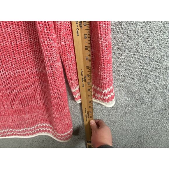 Tommy Bahama Open Knit Sweater Women’s M Hooded Pink Cotton Linen Beach Vacation - Picture 12 of 12